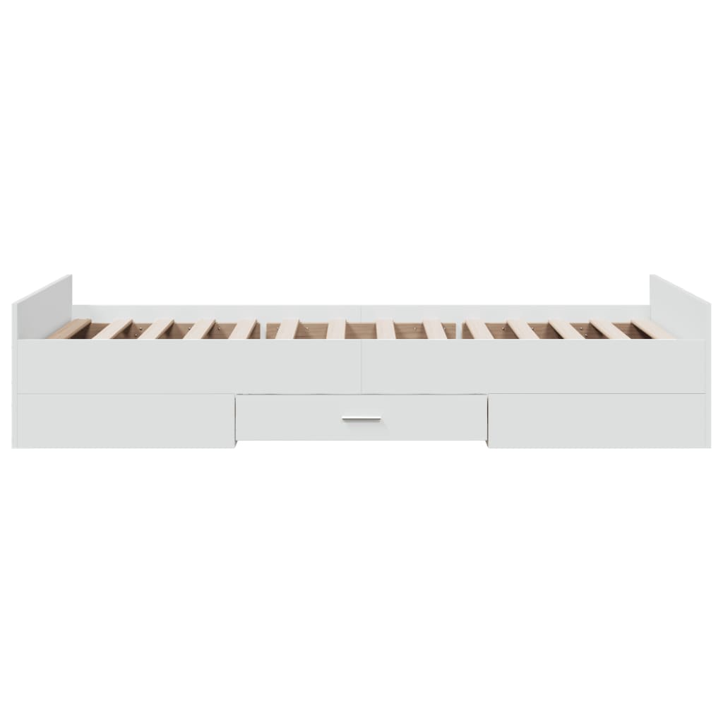 Cadre de lit avec tiroirs sans matelas blanc 90x200 cm - XIOS