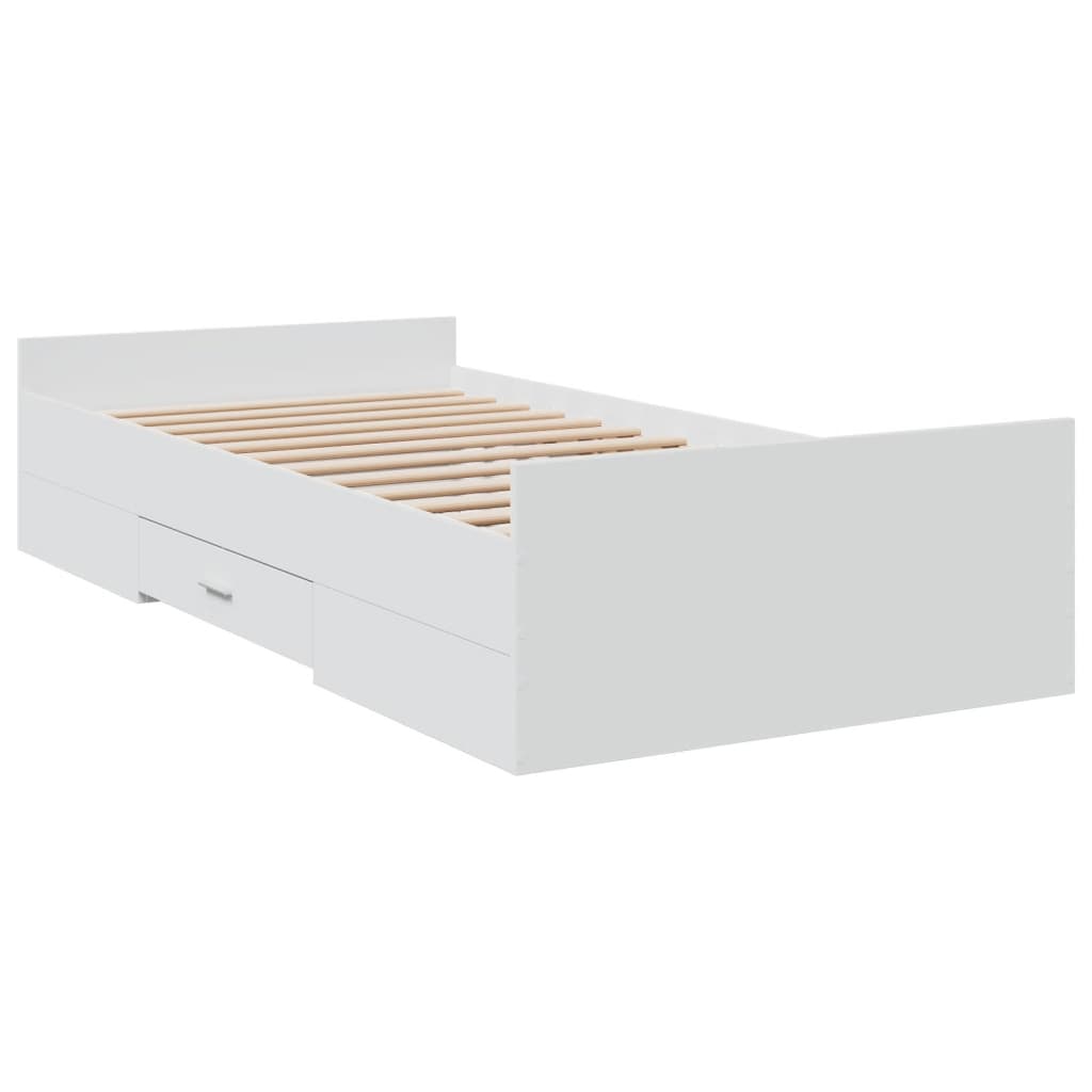 Cadre de lit avec tiroirs sans matelas blanc 90x200 cm - XIOS