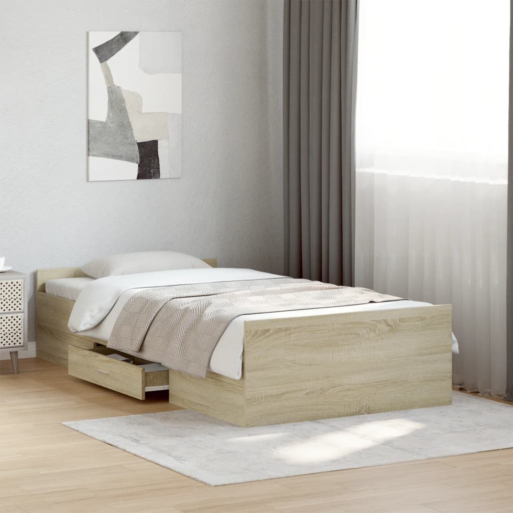Cadre de lit avec tiroirs sans matelas chêne sonoma 90x200 cm - XIOS