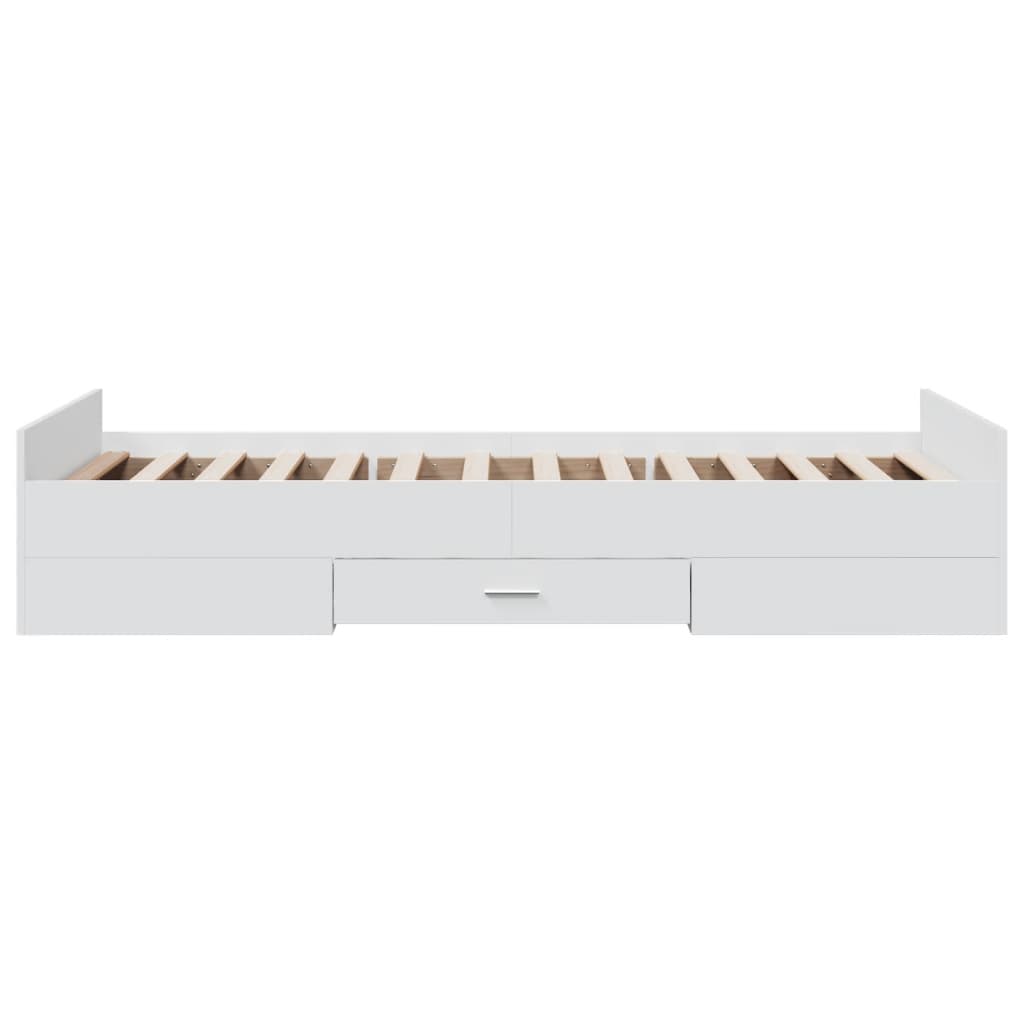 Cadre de lit avec tiroirs sans matelas blanc 90x190 cm - XIOS