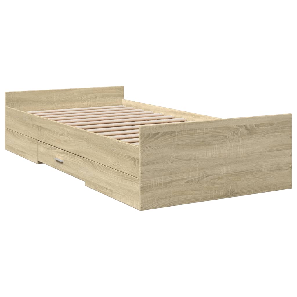 Cadre de lit avec tiroirs sans matelas chêne sonoma 90x190 cm - XIOS