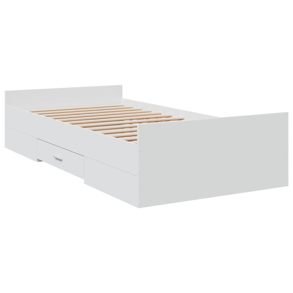 Cadre de lit avec tiroirs sans matelas blanc 75x190 cm - XIOS