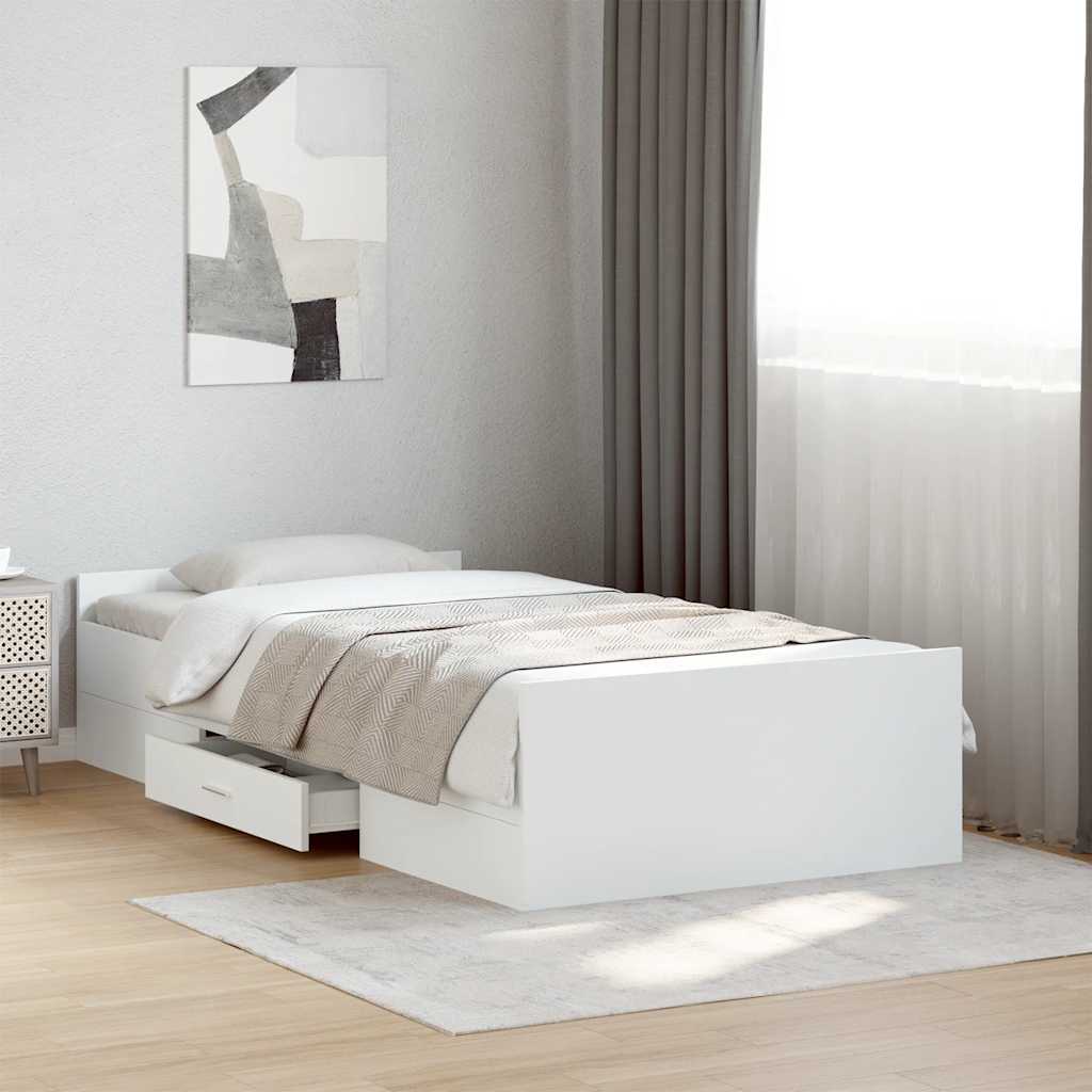 Cadre de lit avec tiroirs sans matelas blanc 75x190 cm - XIOS
