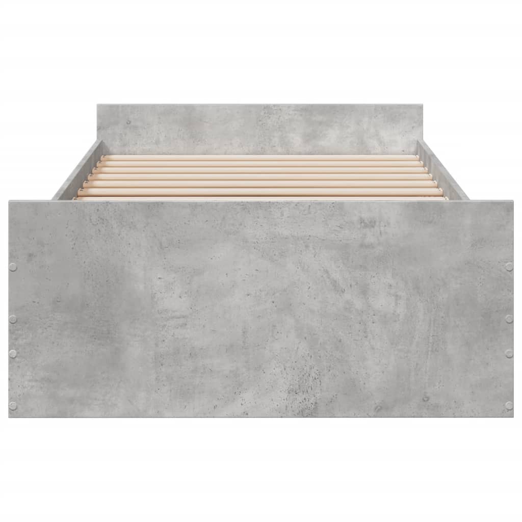 Cadre de lit avec tiroirs sans matelas gris béton 75x190 cm - XIOS