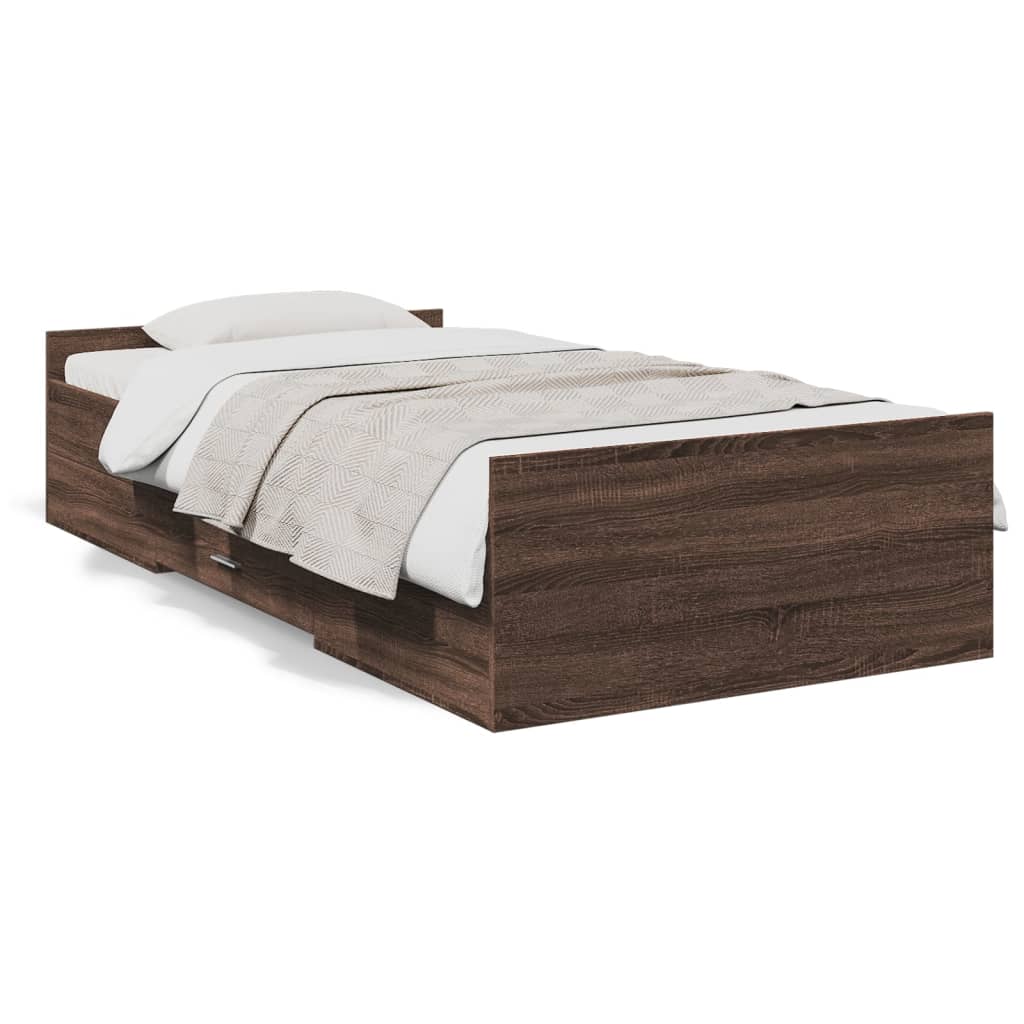 Cadre de lit avec tiroirs sans matelas chêne marron 75x190 cm - XIOS