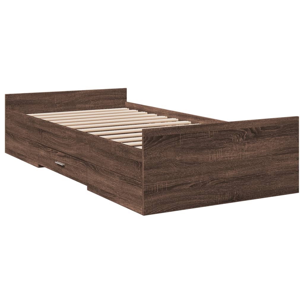Cadre de lit avec tiroirs sans matelas chêne marron 75x190 cm - XIOS