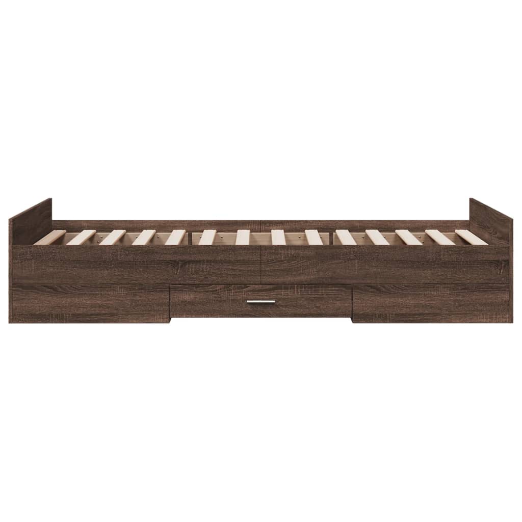 Cadre de lit avec tiroirs sans matelas chêne marron 75x190 cm - XIOS