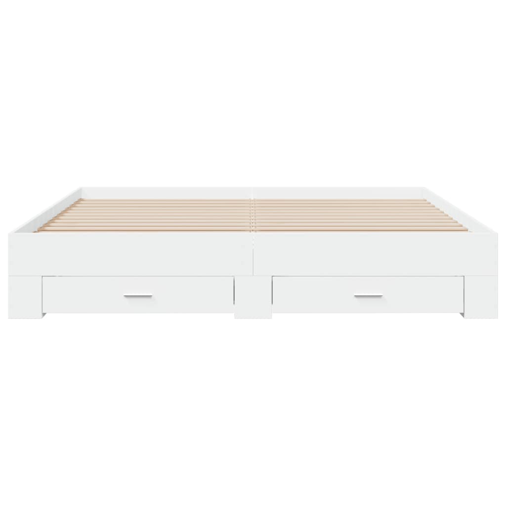 Cadre de lit avec tiroirs sans matelas blanc 200x200 cm - XIOS