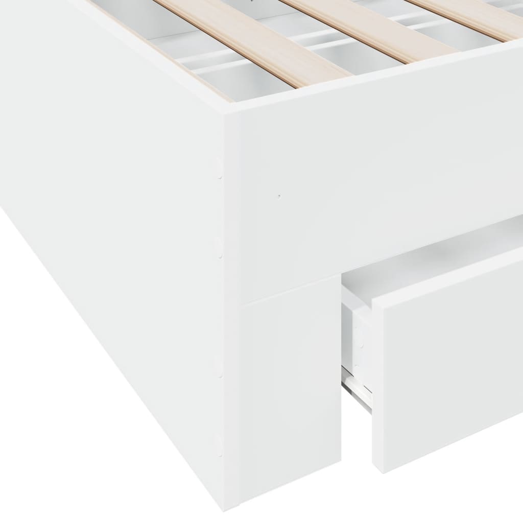 Cadre de lit avec tiroirs sans matelas blanc 200x200 cm - XIOS