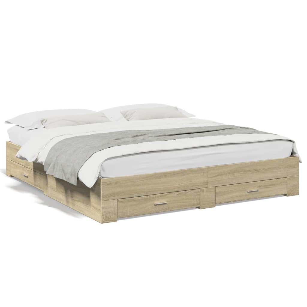 Cadre de lit avec tiroirs sans matelas chêne sonoma 200x200 cm - XIOS
