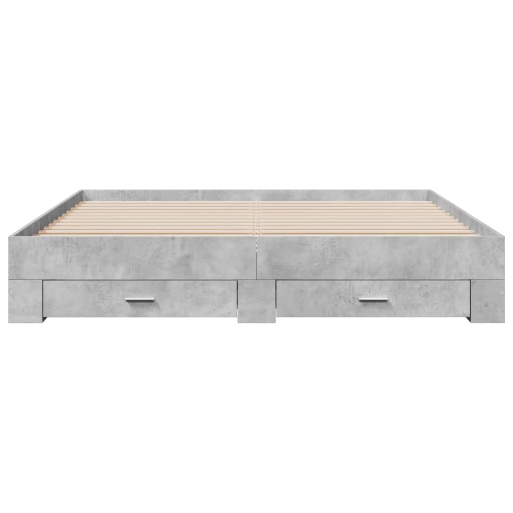Cadre de lit avec tiroirs sans matelas gris béton 200x200 cm - XIOS