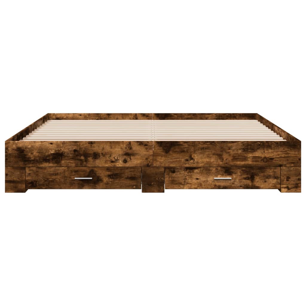 Cadre de lit avec tiroirs sans matelas chêne fumé 200x200 cm - XIOS