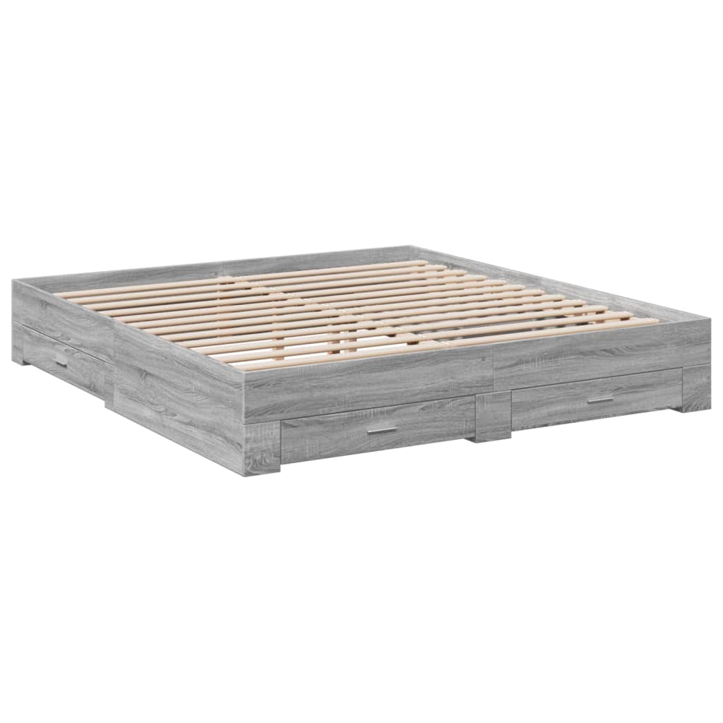 Cadre de lit avec tiroirs sans matelas sonoma gris 200x200 cm - XIOS