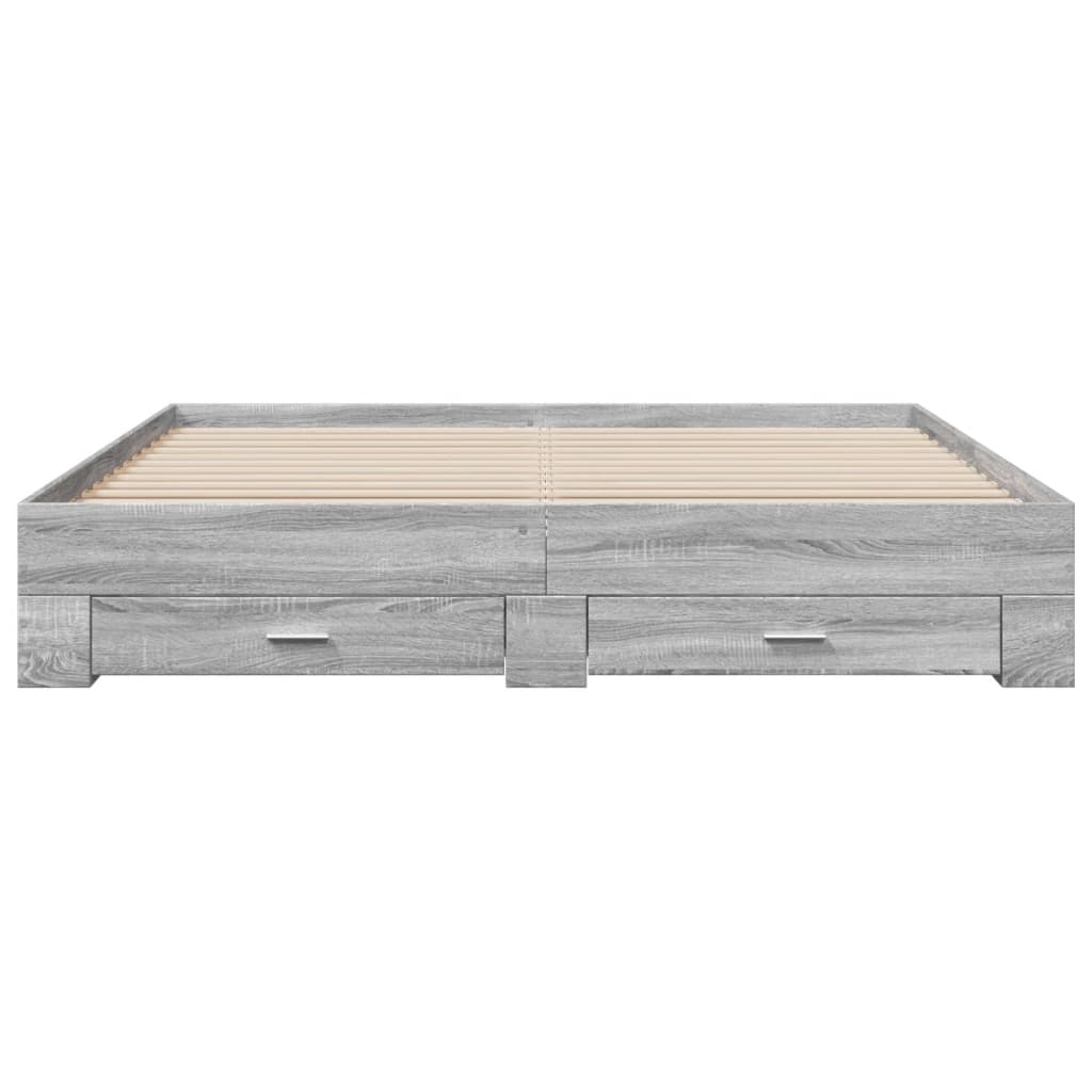 Cadre de lit avec tiroirs sans matelas sonoma gris 200x200 cm - XIOS