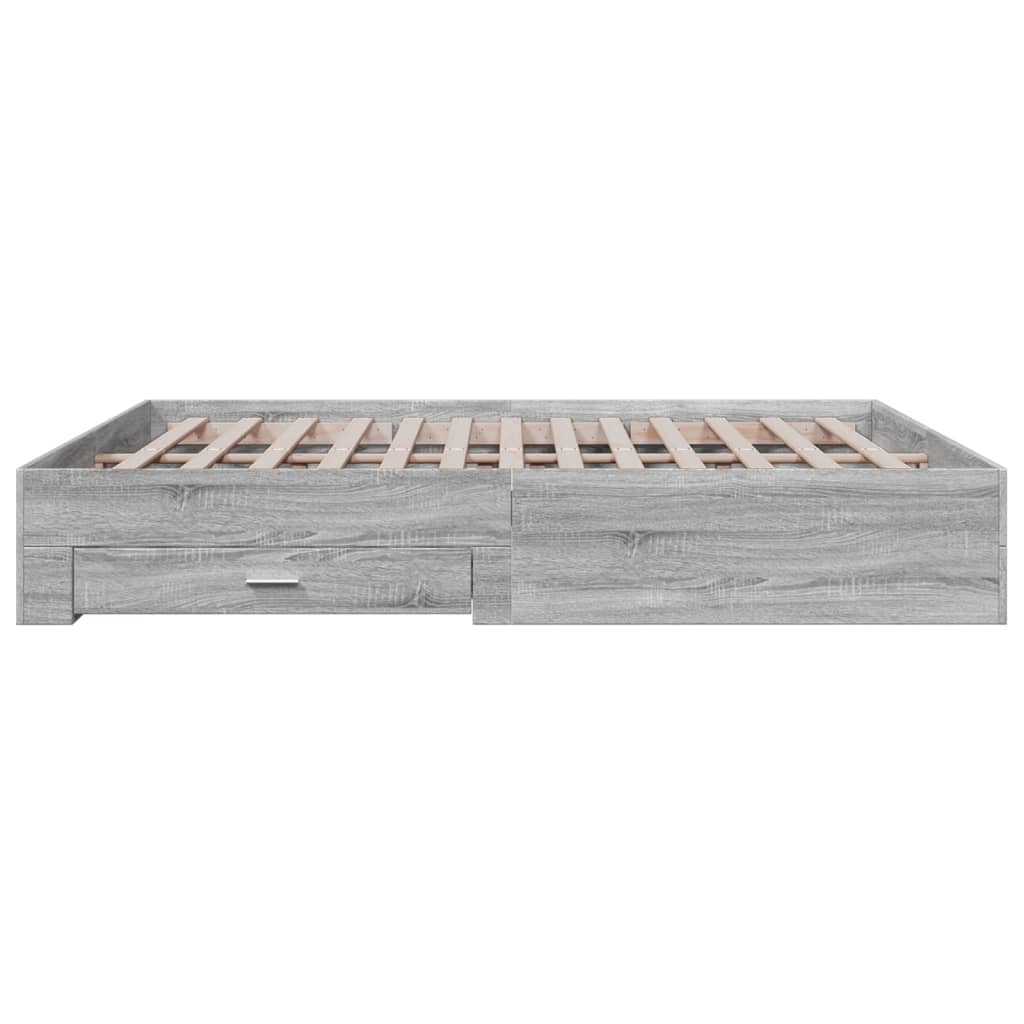 Cadre de lit avec tiroirs sans matelas sonoma gris 200x200 cm - XIOS