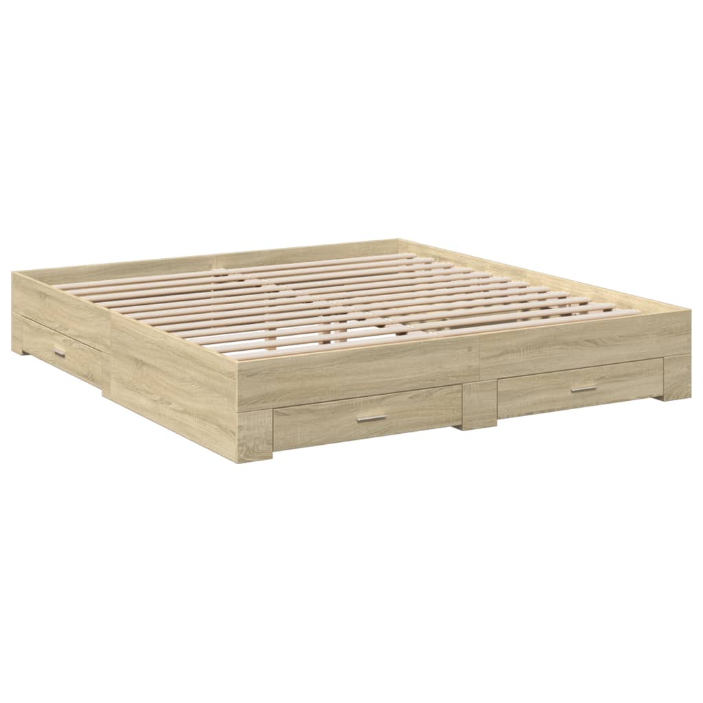 Cadre de lit avec tiroirs sans matelas chêne sonoma 180x200 cm - XIOS