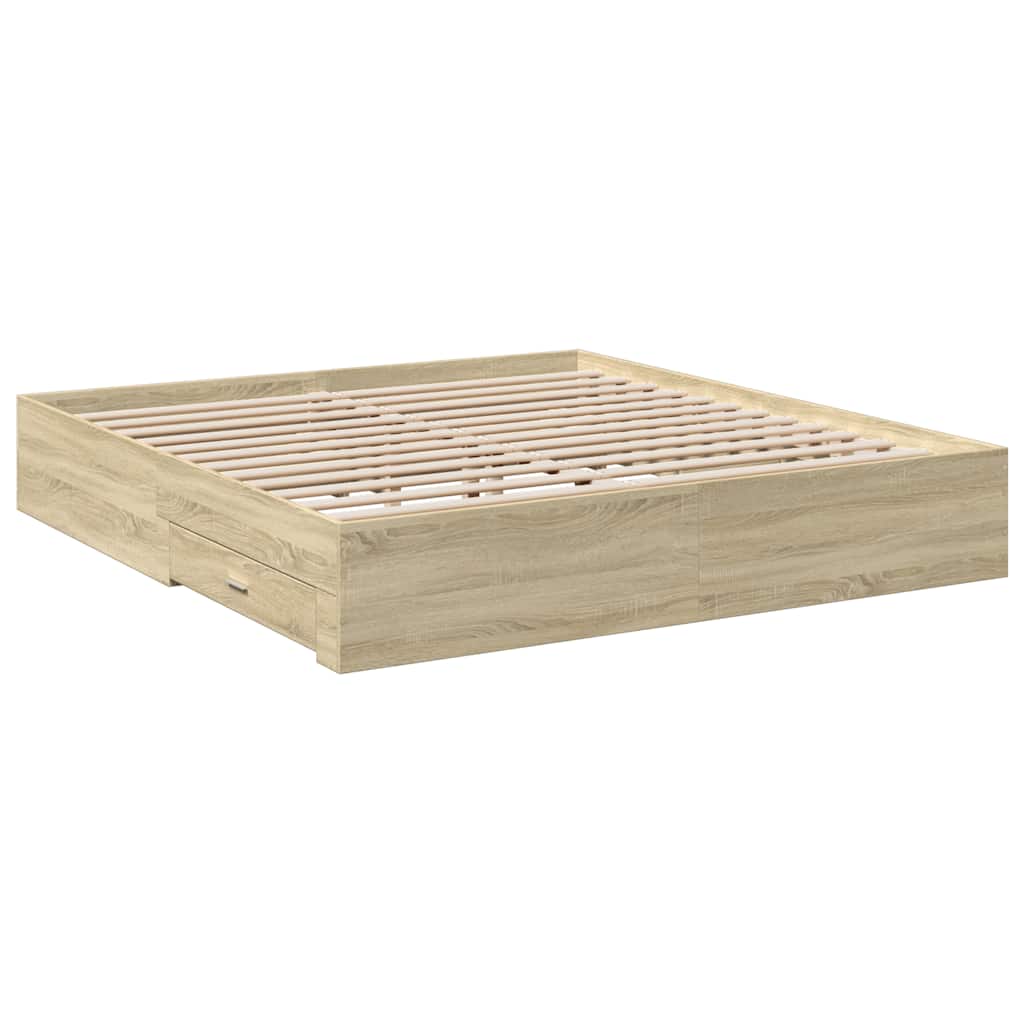 Cadre de lit avec tiroirs sans matelas chêne sonoma 180x200 cm - XIOS