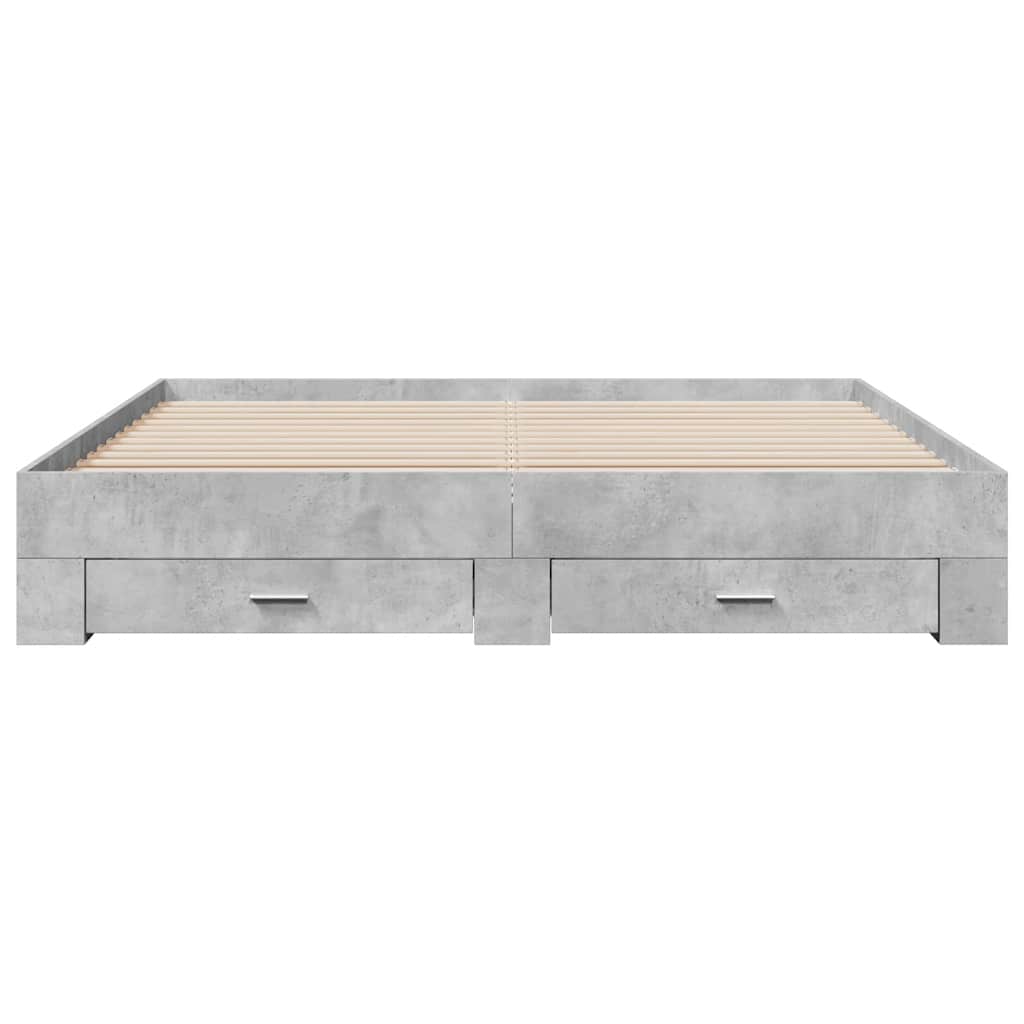 Cadre de lit avec tiroirs sans matelas gris béton 180x200 cm - XIOS