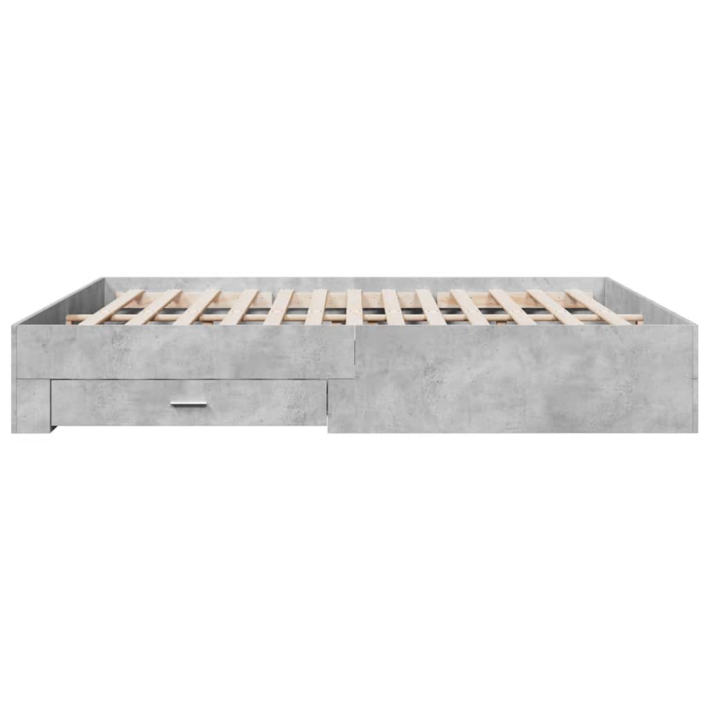 Cadre de lit avec tiroirs sans matelas gris béton 180x200 cm - XIOS