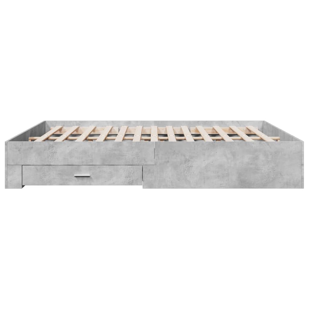 Cadre de lit avec tiroirs sans matelas gris béton 180x200 cm - XIOS