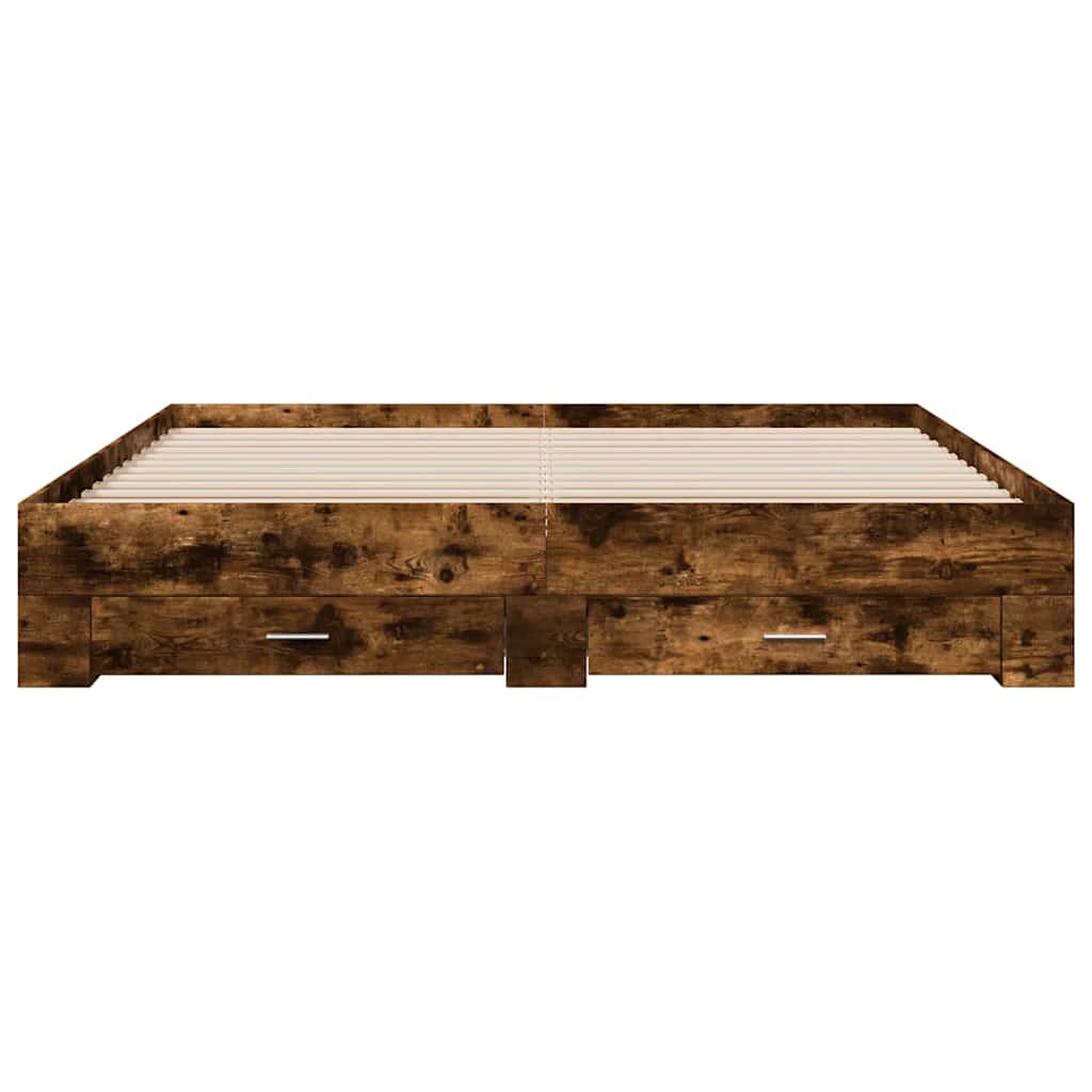 Cadre de lit avec tiroirs sans matelas chêne fumé 180x200 cm - XIOS