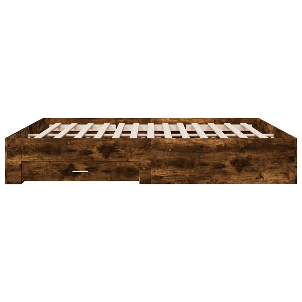 Cadre de lit avec tiroirs sans matelas chêne fumé 180x200 cm - XIOS