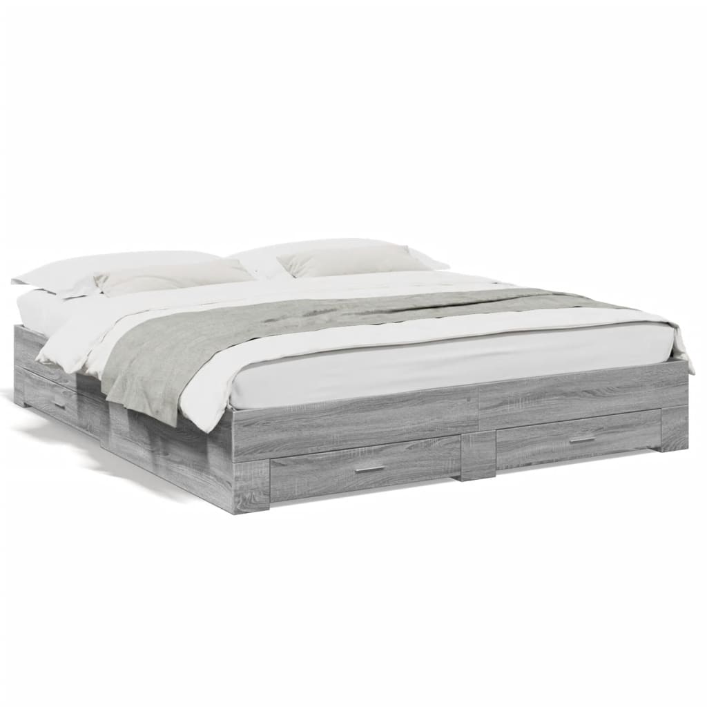 Cadre de lit avec tiroirs sans matelas sonoma gris 180x200 cm - XIOS