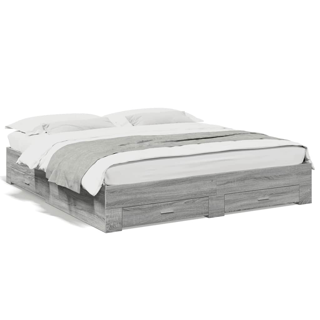 Cadre de lit avec tiroirs sans matelas sonoma gris 180x200 cm - XIOS