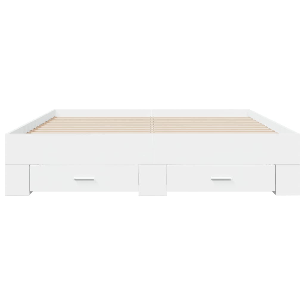 Cadre de lit avec tiroirs sans matelas blanc 160x200 cm - XIOS