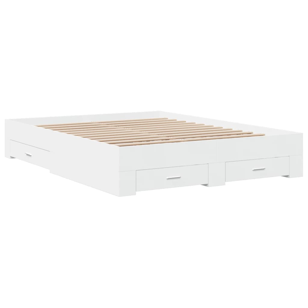 Cadre de lit avec tiroirs sans matelas blanc 160x200 cm - XIOS
