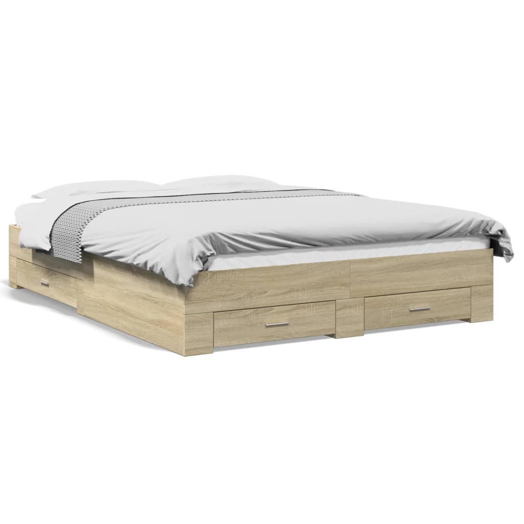 Cadre de lit avec tiroirs sans matelas chêne sonoma 160x200 cm - XIOS