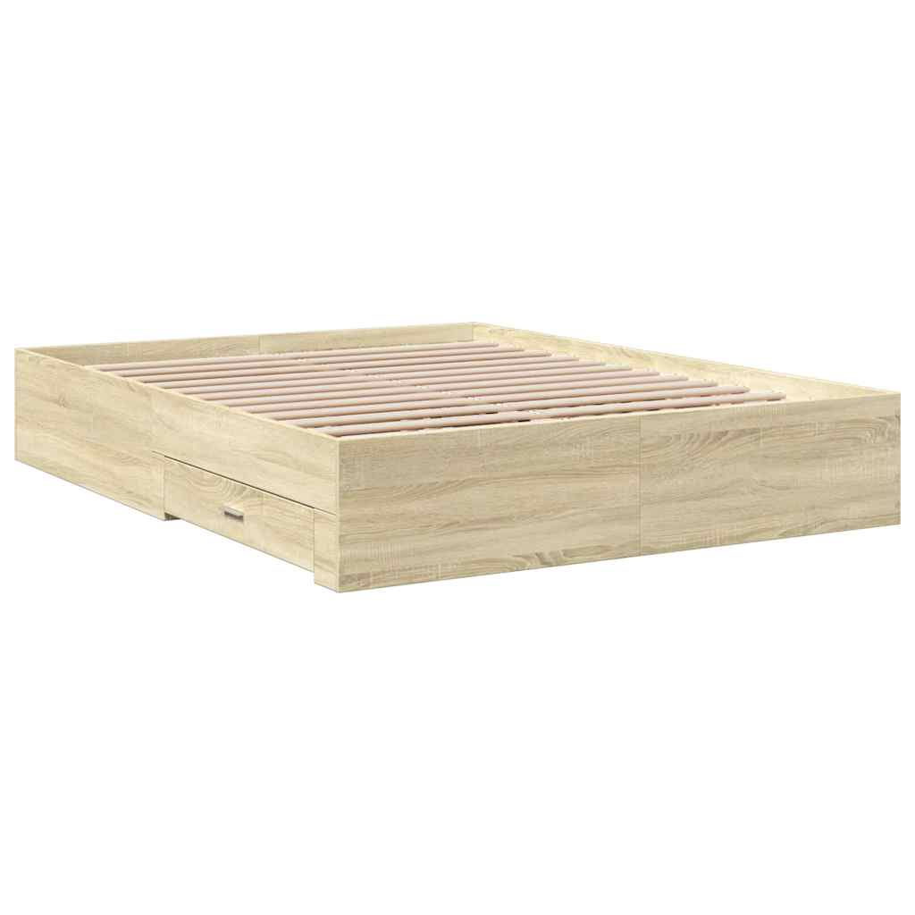 Cadre de lit avec tiroirs sans matelas chêne sonoma 160x200 cm - XIOS