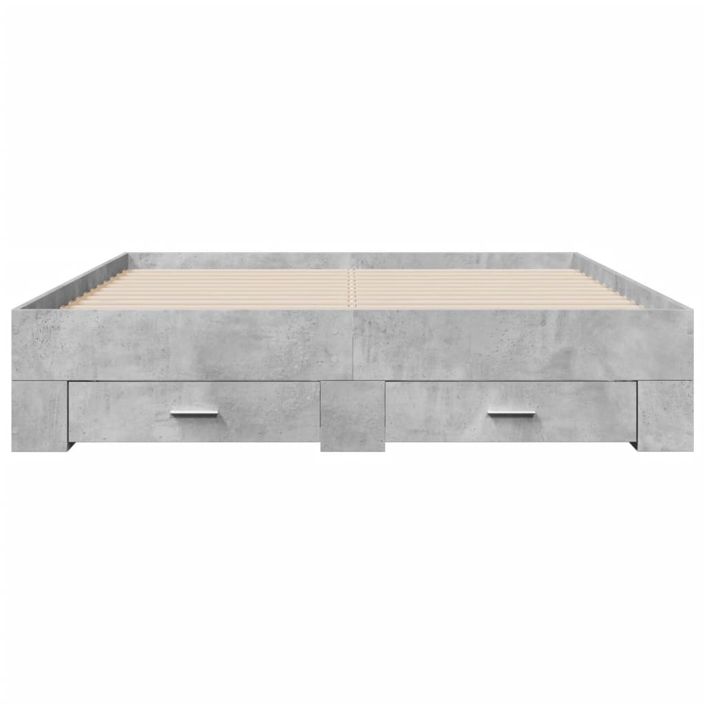 Cadre de lit avec tiroirs sans matelas gris béton 160x200 cm - XIOS