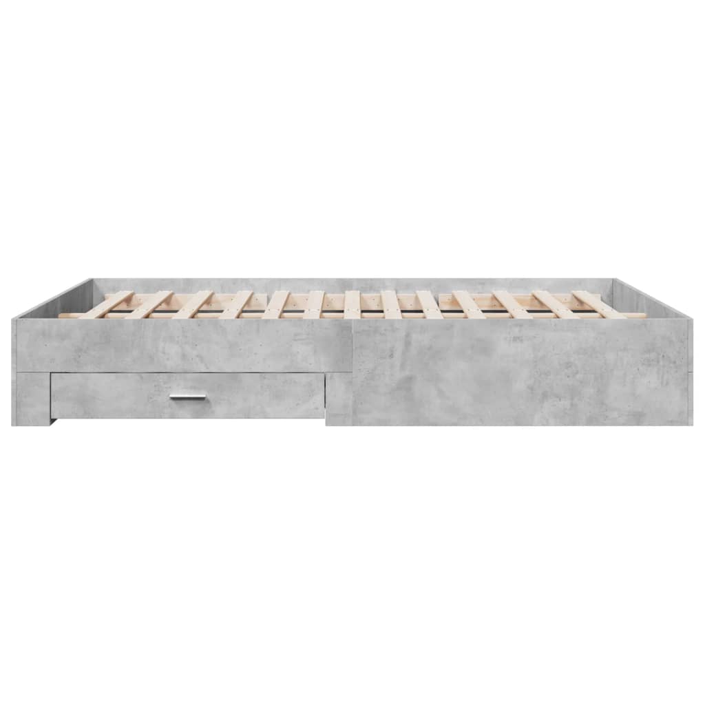 Cadre de lit avec tiroirs sans matelas gris béton 160x200 cm - XIOS