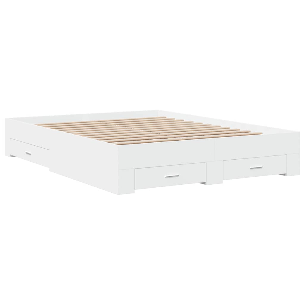 Cadre de lit avec tiroirs sans matelas blanc 150x200 cm - XIOS
