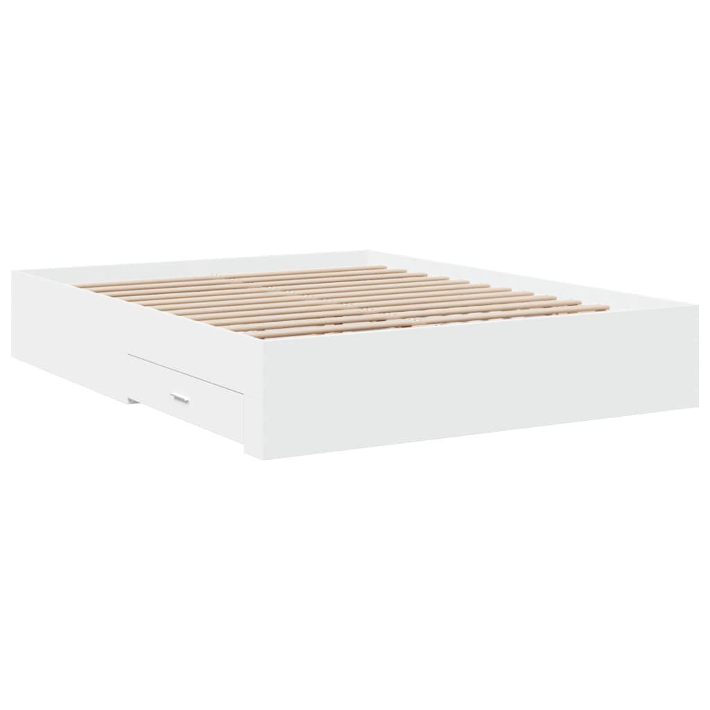 Cadre de lit avec tiroirs sans matelas blanc 150x200 cm - XIOS