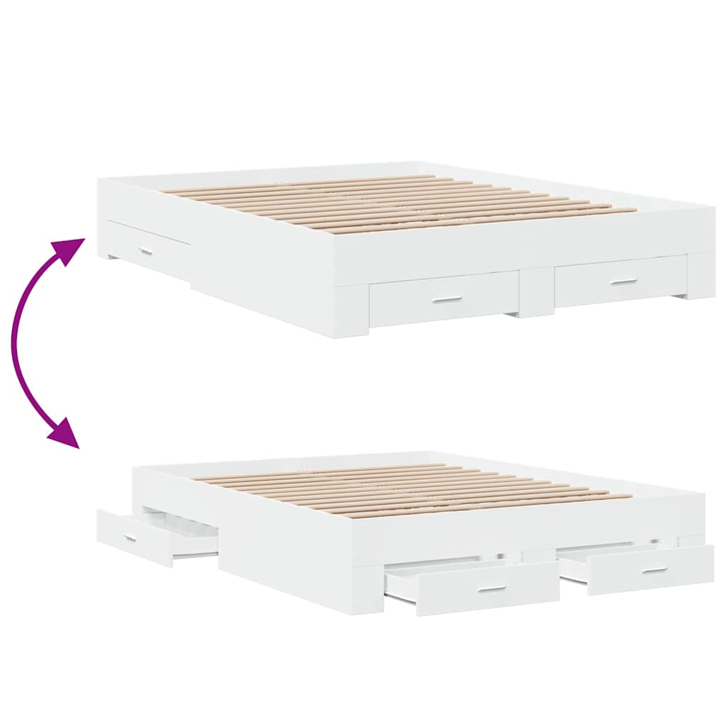 Cadre de lit avec tiroirs sans matelas blanc 150x200 cm - XIOS