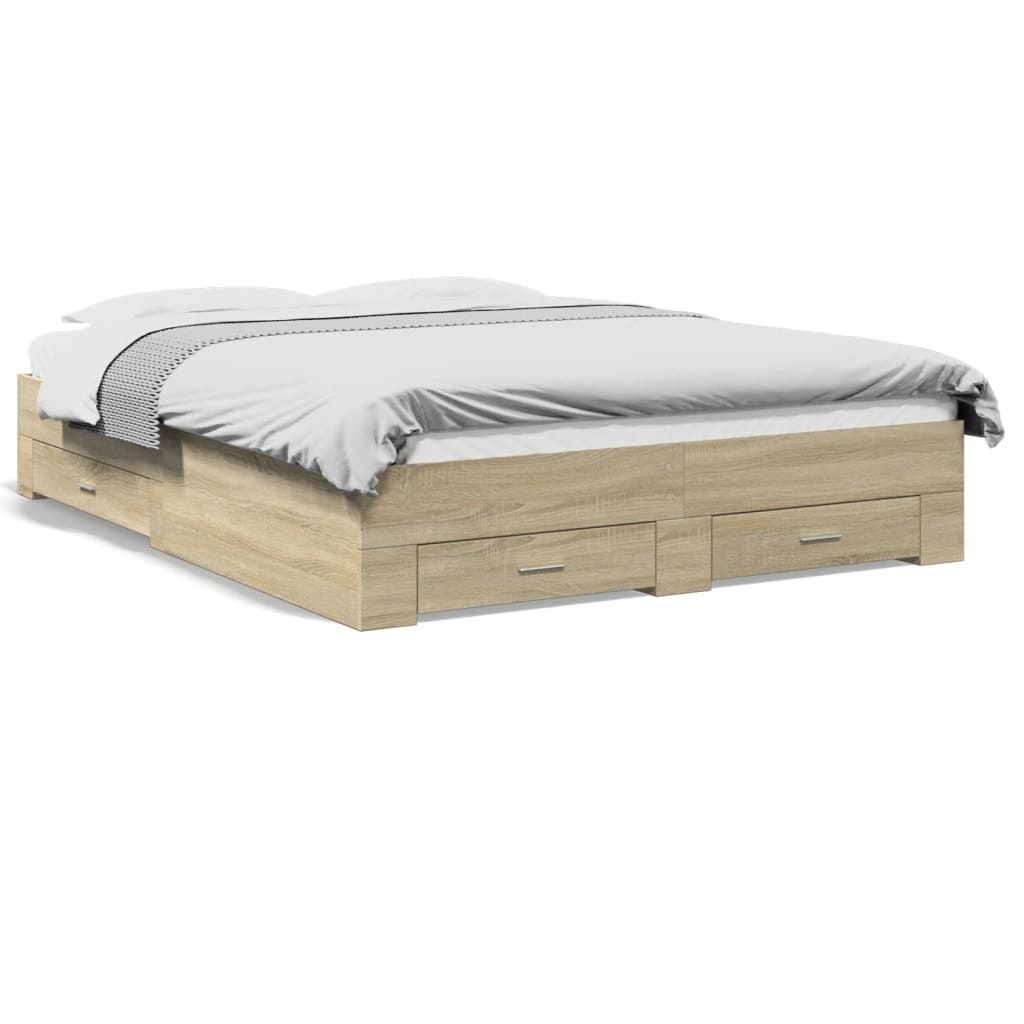 Cadre de lit avec tiroirs sans matelas chêne sonoma 150x200 cm - XIOS