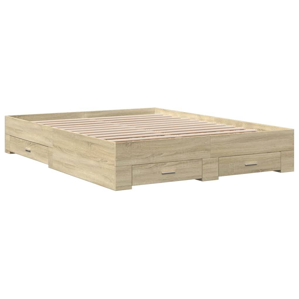 Cadre de lit avec tiroirs sans matelas chêne sonoma 150x200 cm - XIOS