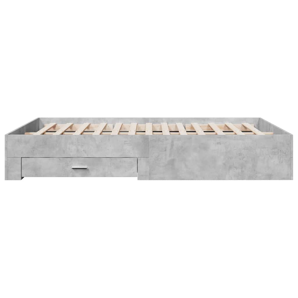 Cadre de lit avec tiroirs sans matelas gris béton 150x200 cm - XIOS