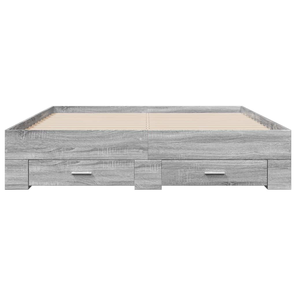 Cadre de lit avec tiroirs sans matelas sonoma gris 150x200 cm - XIOS