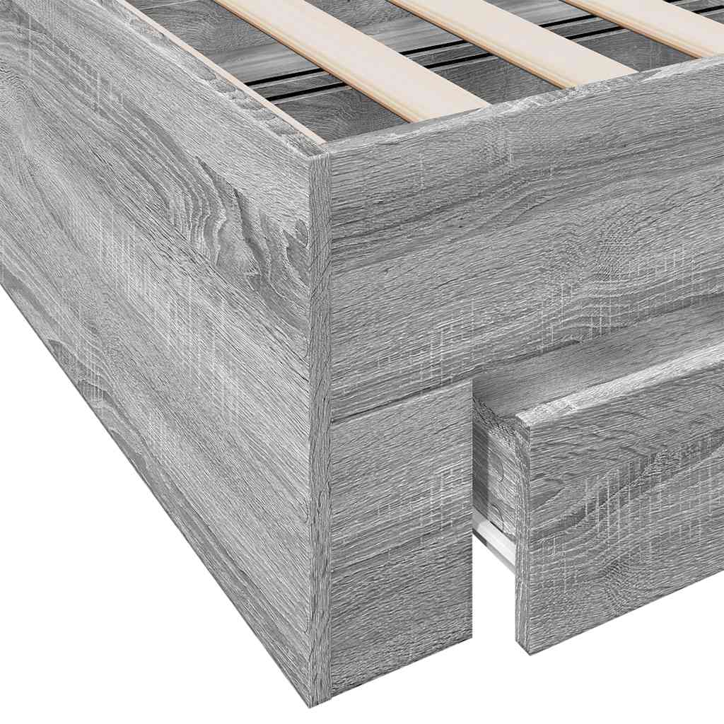 Cadre de lit avec tiroirs sans matelas sonoma gris 150x200 cm - XIOS