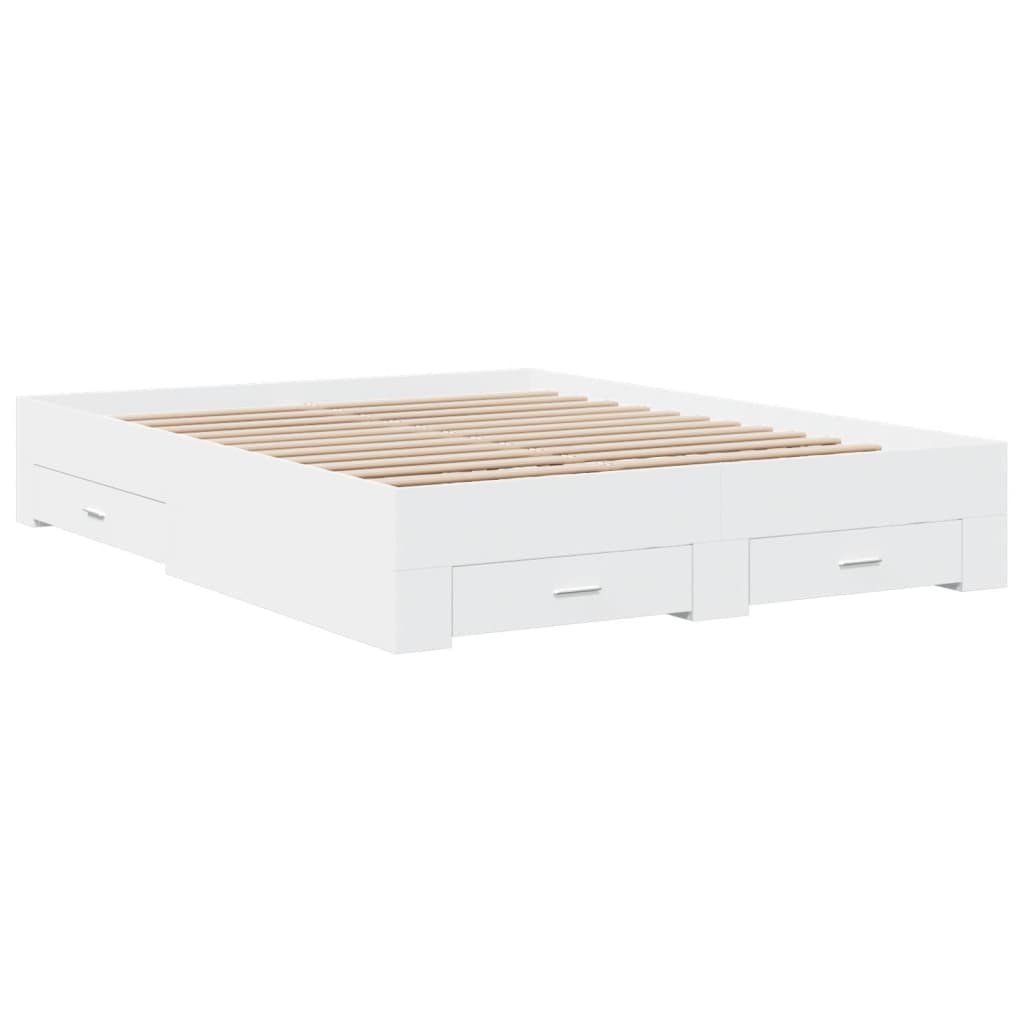 Cadre de lit avec tiroirs sans matelas blanc 140x200 cm - XIOS