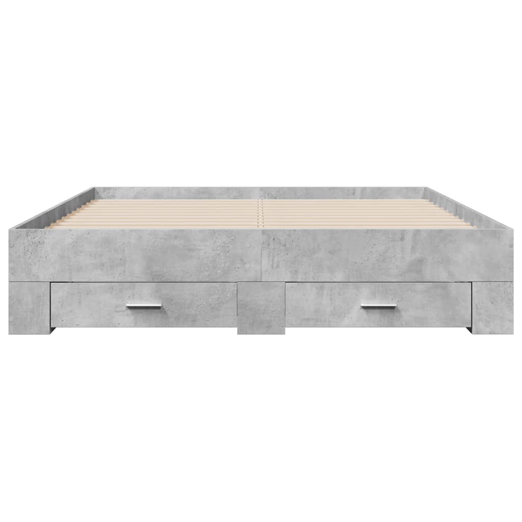 Cadre de lit avec tiroirs sans matelas gris béton 140x200 cm - XIOS