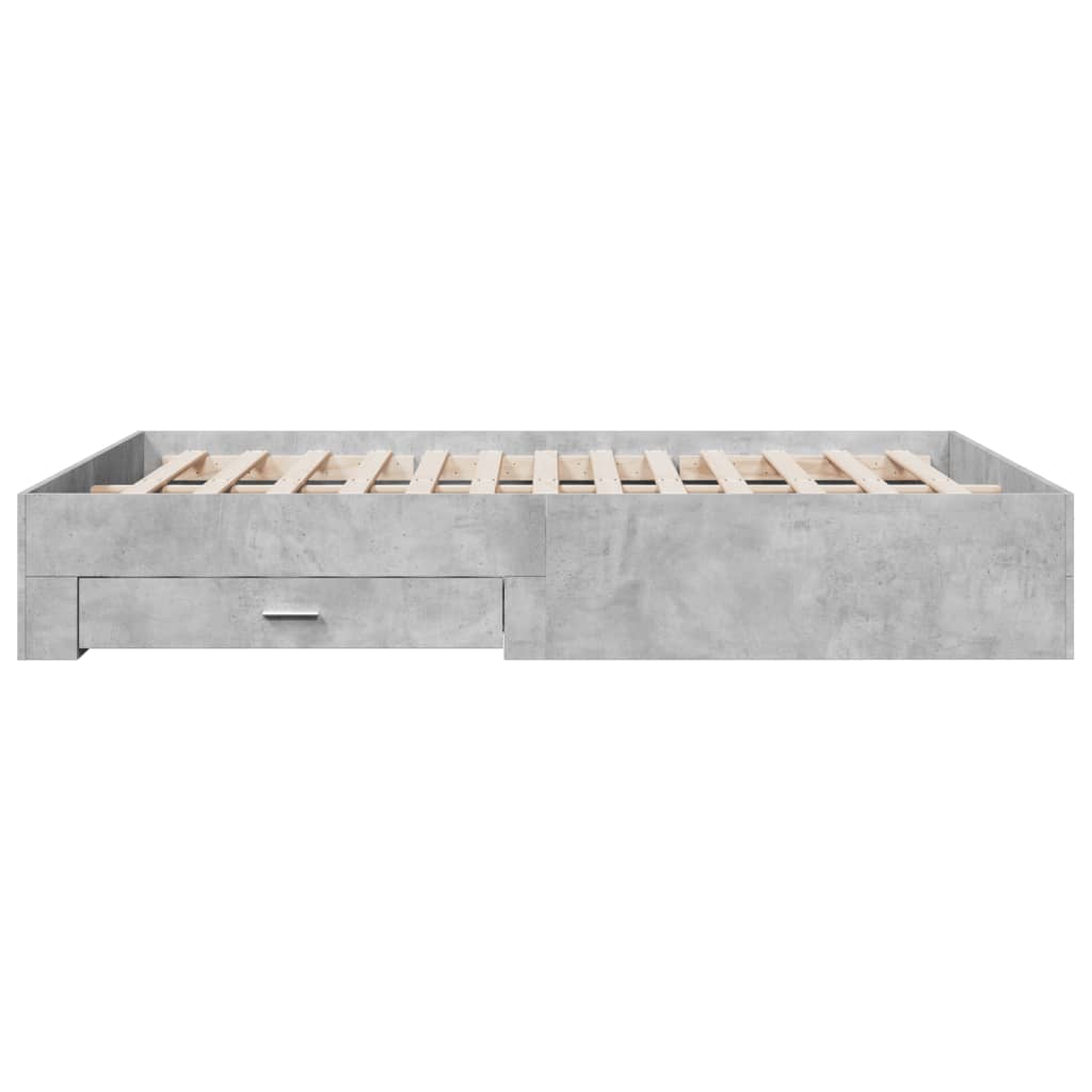 Cadre de lit avec tiroirs sans matelas gris béton 140x200 cm - XIOS