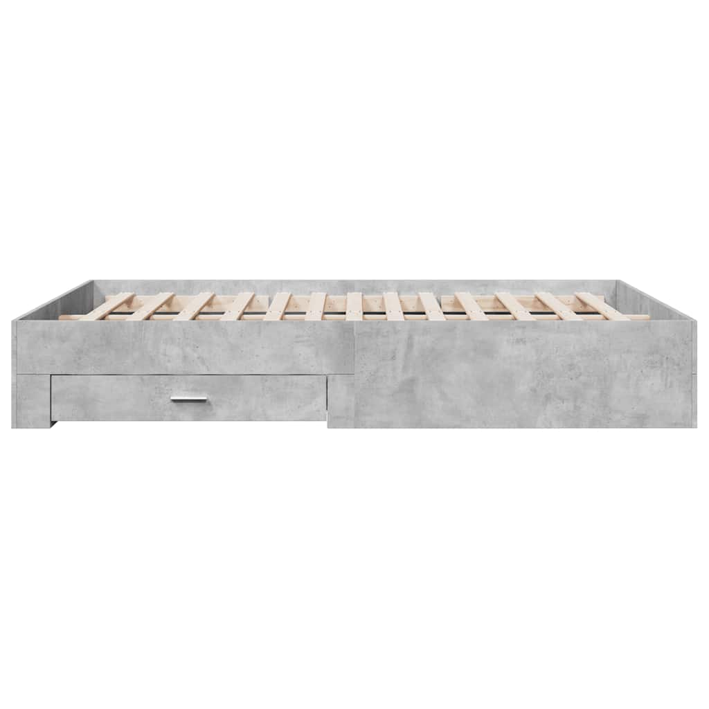 Cadre de lit avec tiroirs sans matelas gris béton 140x200 cm - XIOS