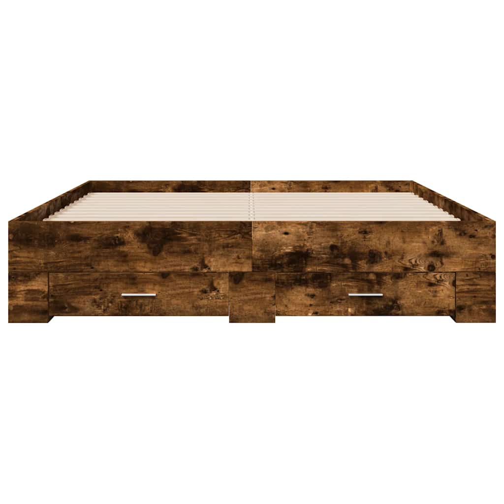Cadre de lit avec tiroirs sans matelas chêne fumé 140x200 cm - XIOS