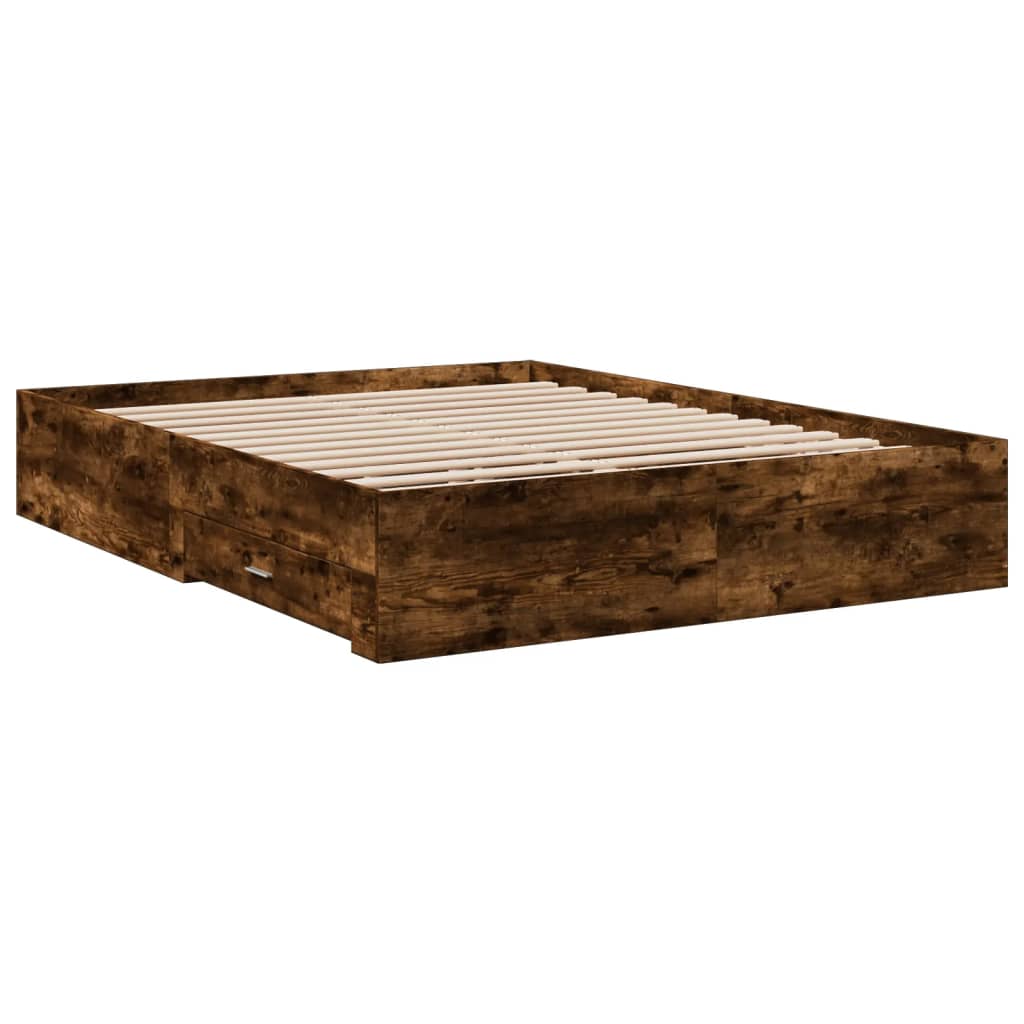 Cadre de lit avec tiroirs sans matelas chêne fumé 140x200 cm - XIOS