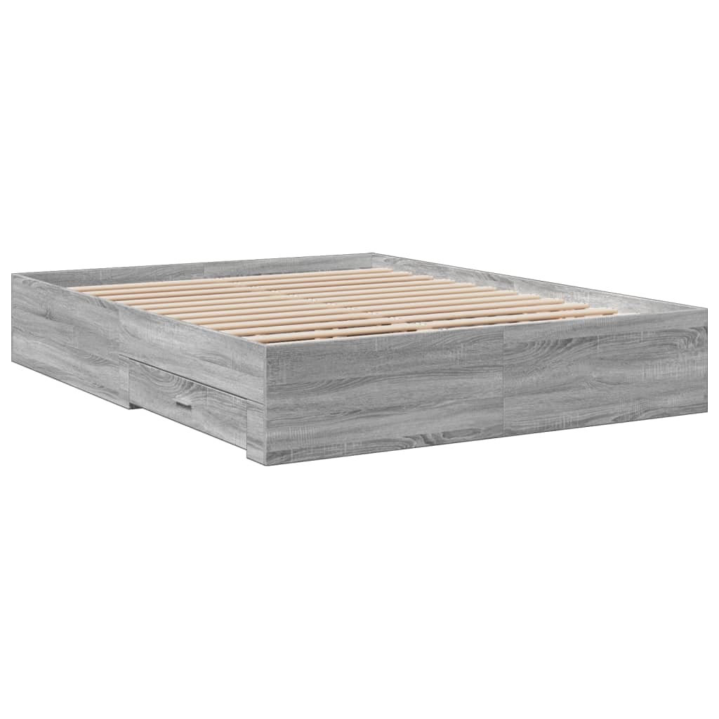 Cadre de lit avec tiroirs sans matelas sonoma gris 140x200 cm - XIOS