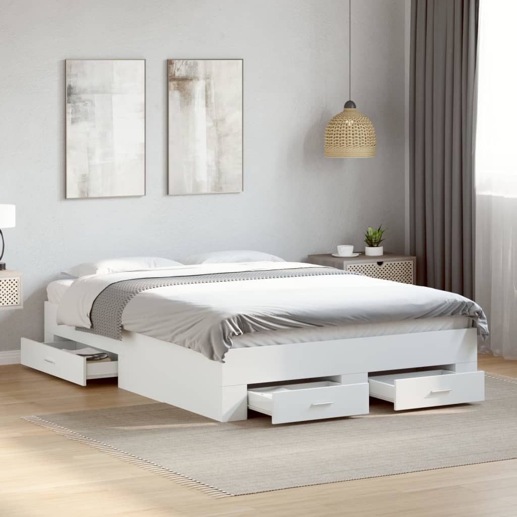 Cadre de lit avec tiroirs sans matelas blanc 120x200 cm - XIOS